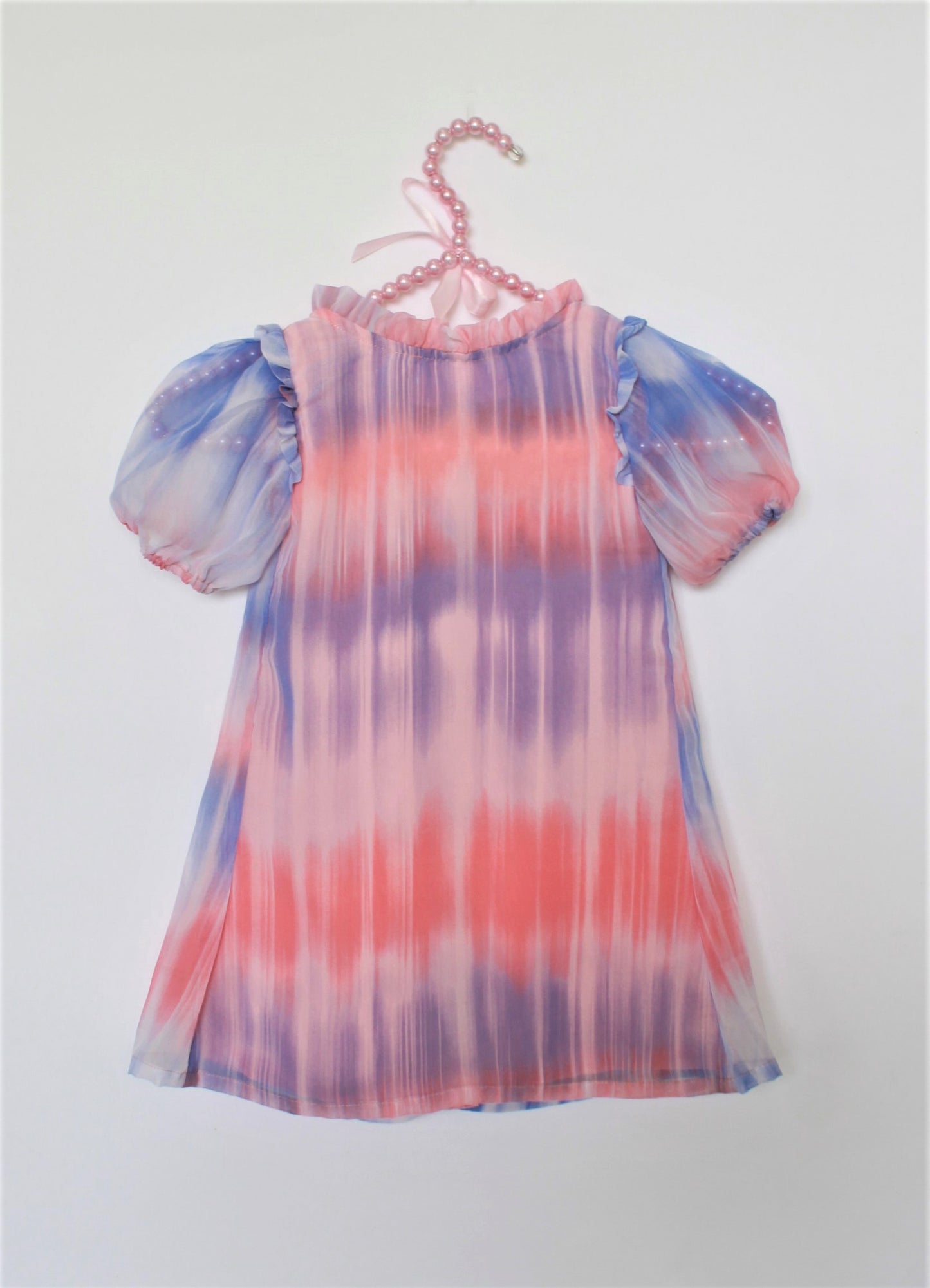Many frocks & Short Sleeves Tie Dye Pattern Pin Tucked Dress - Multi Color