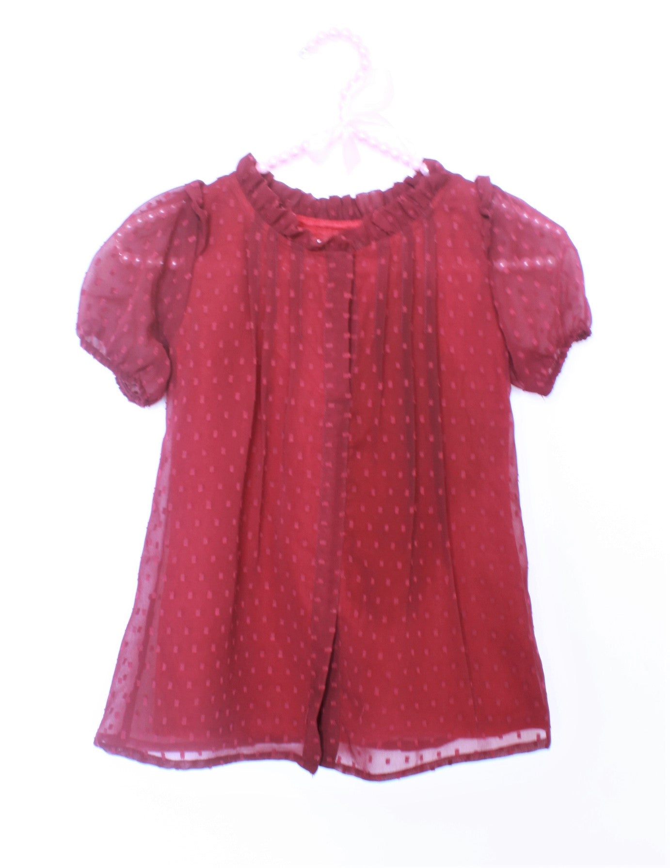Many frocks & Short Sleeves Self Design Dress - Pink