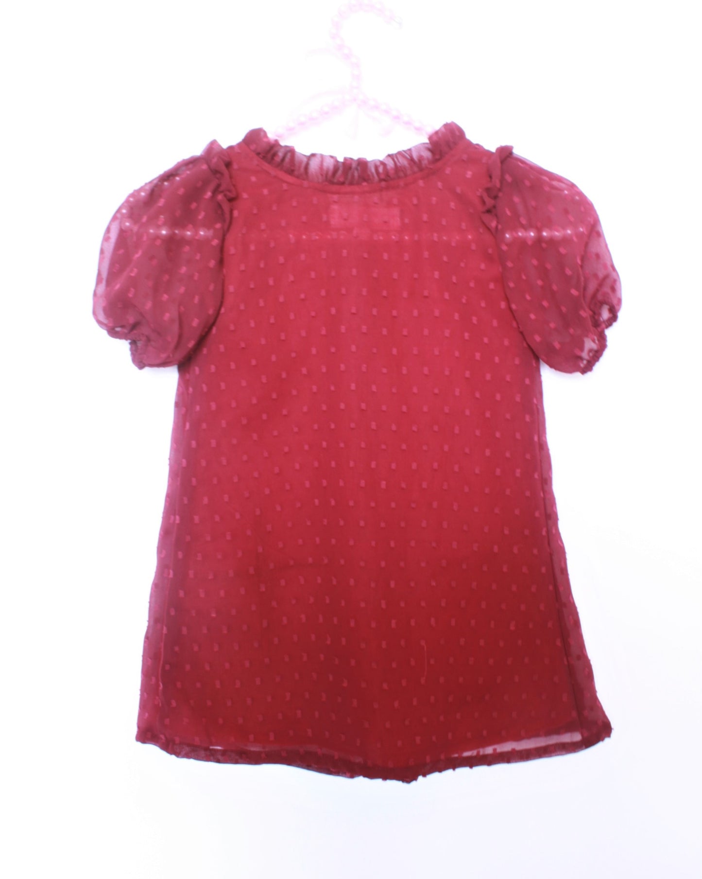 Many frocks & Short Sleeves Self Design Dress - Pink