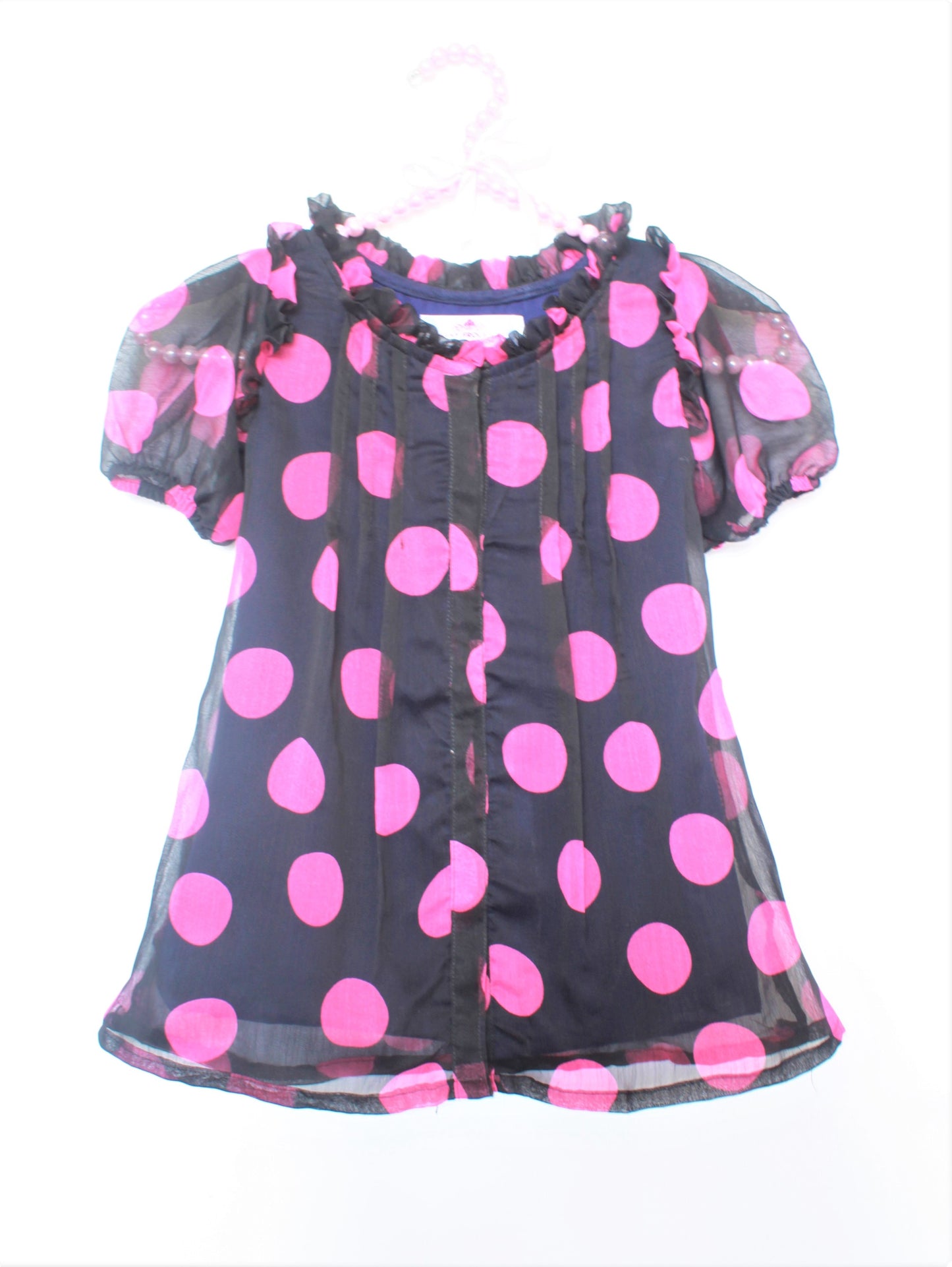 Many frocks & Short Sleeves Polka Dot Print a Line Pin Tucked Dress - Dark Grey