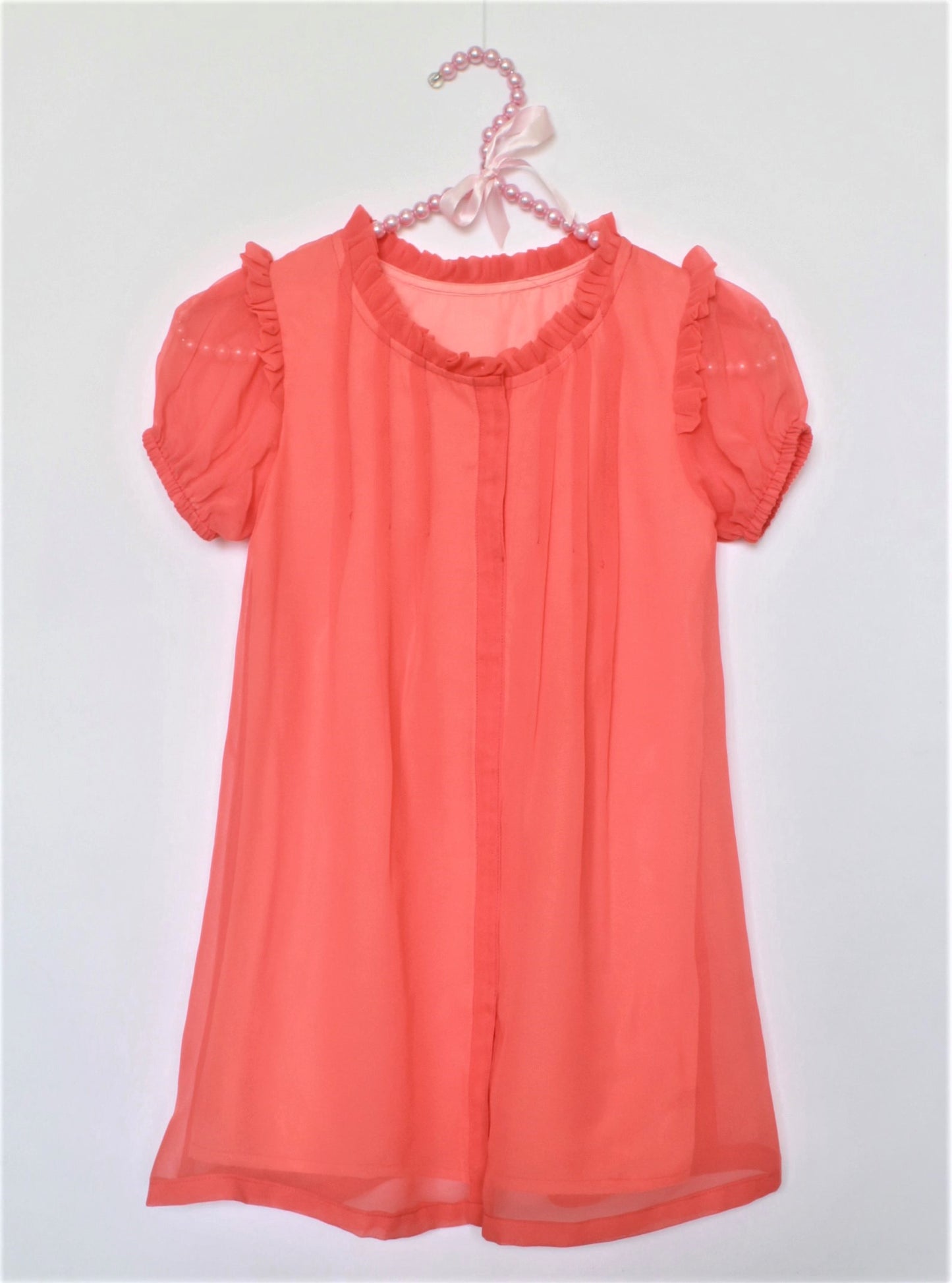 Many frocks & Short Sleeves Solid Dress - Peach