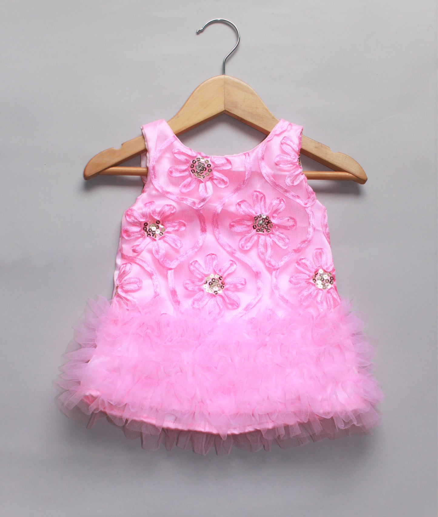 Many frocks & Sleeveless Lace & Sequin Embellished Dress - Pink