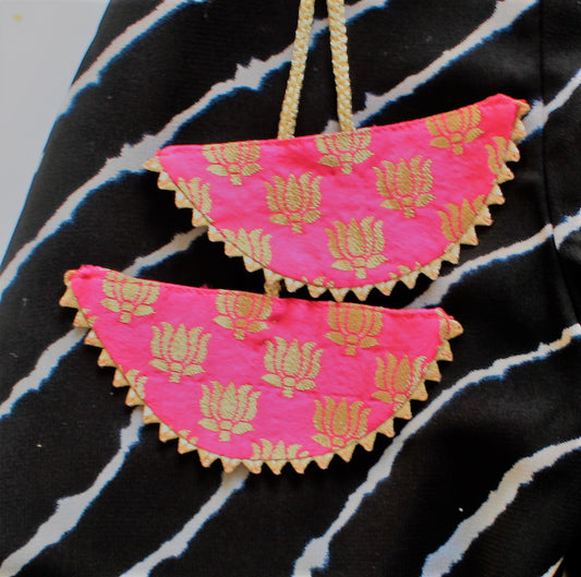 Many Frocks shimmer pleated top Palazzo with dupatta Ethnic set - Pink/Black