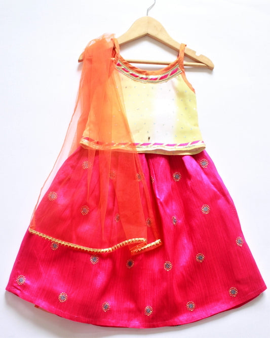 Many Frocks sequin choli lengha dupatta set - pink