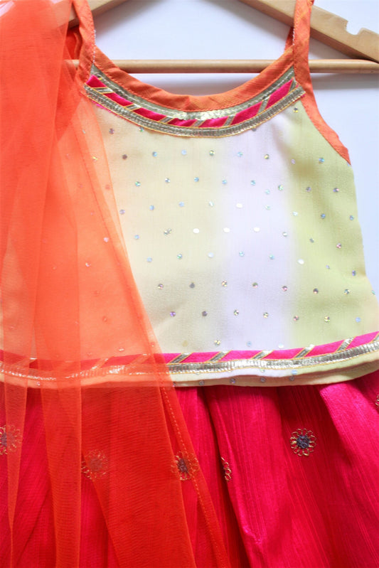 Many Frocks sequin choli lengha dupatta set - pink