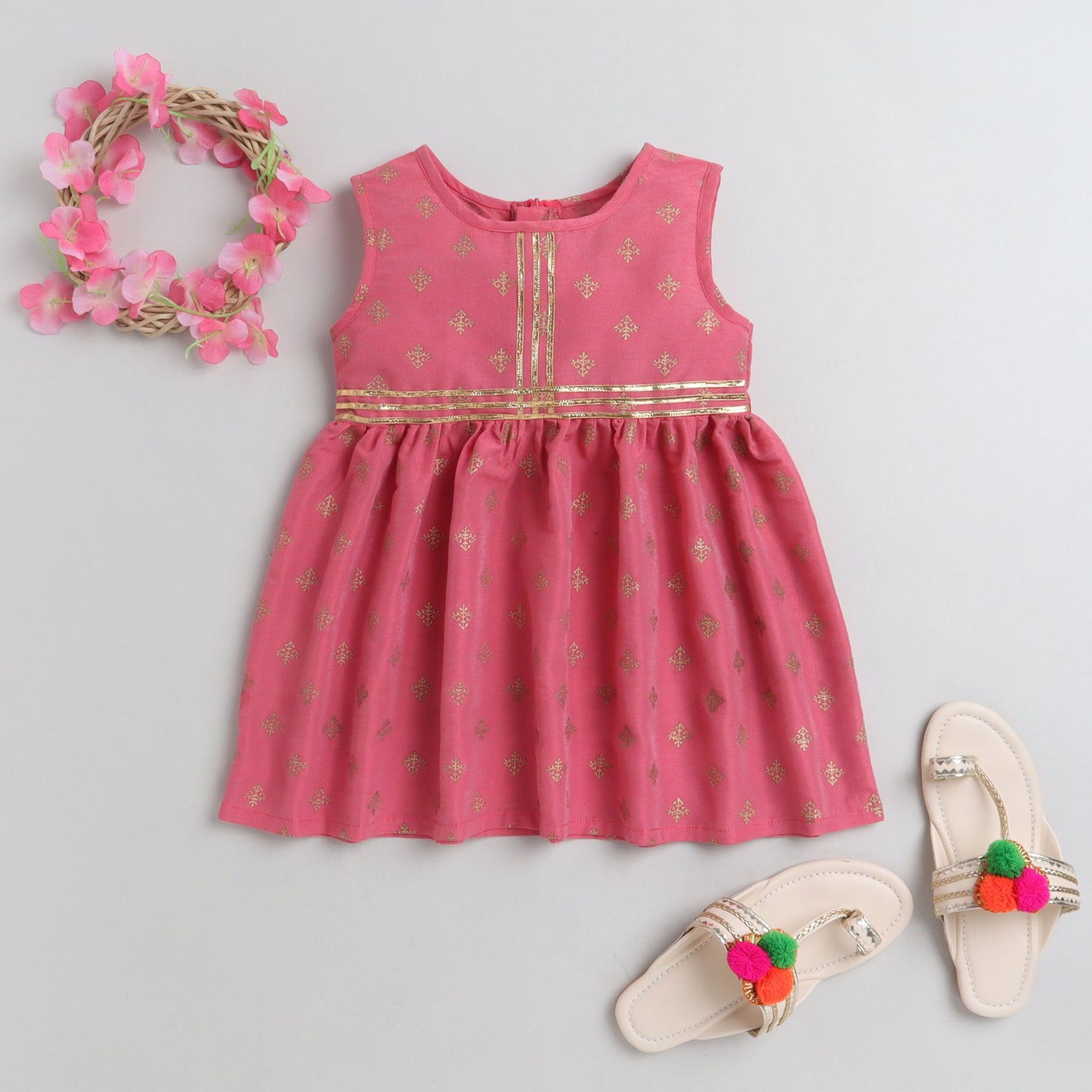 Many Frocks & gotta embellished ethnic frock - Pink