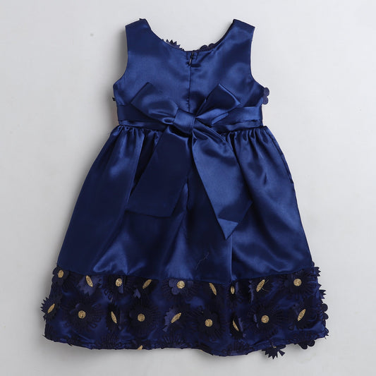 Many Frocks & 3d floral Party gown - Blue