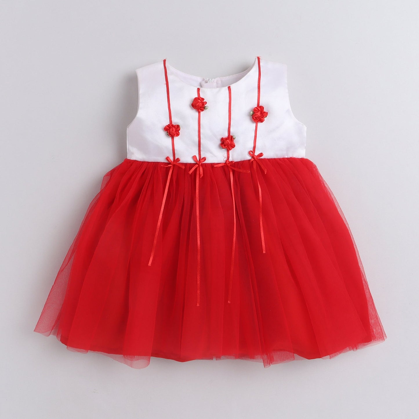 Many Frocks rose embellished party dress-White & Red