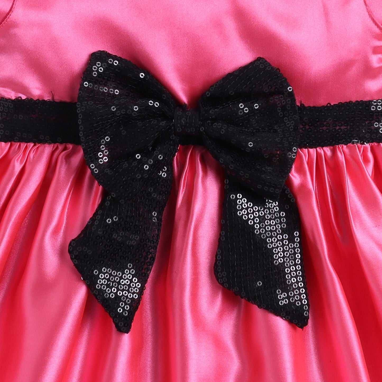 Many Frocks & satin fabric sequin bow ebellished fit and flare party dress - Pink