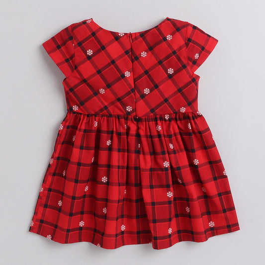 Many Frocks snow flakes printed baby dress - Red