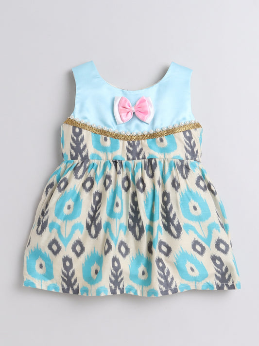Many Frocks bead embellished knee length baby Ethnic dress - Blue