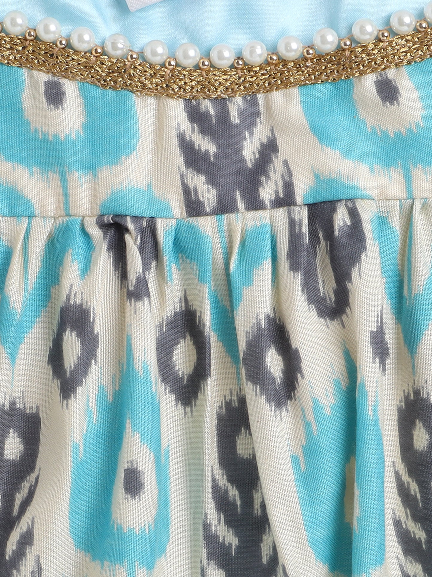 Many Frocks bead embellished knee length baby Ethnic dress - Blue