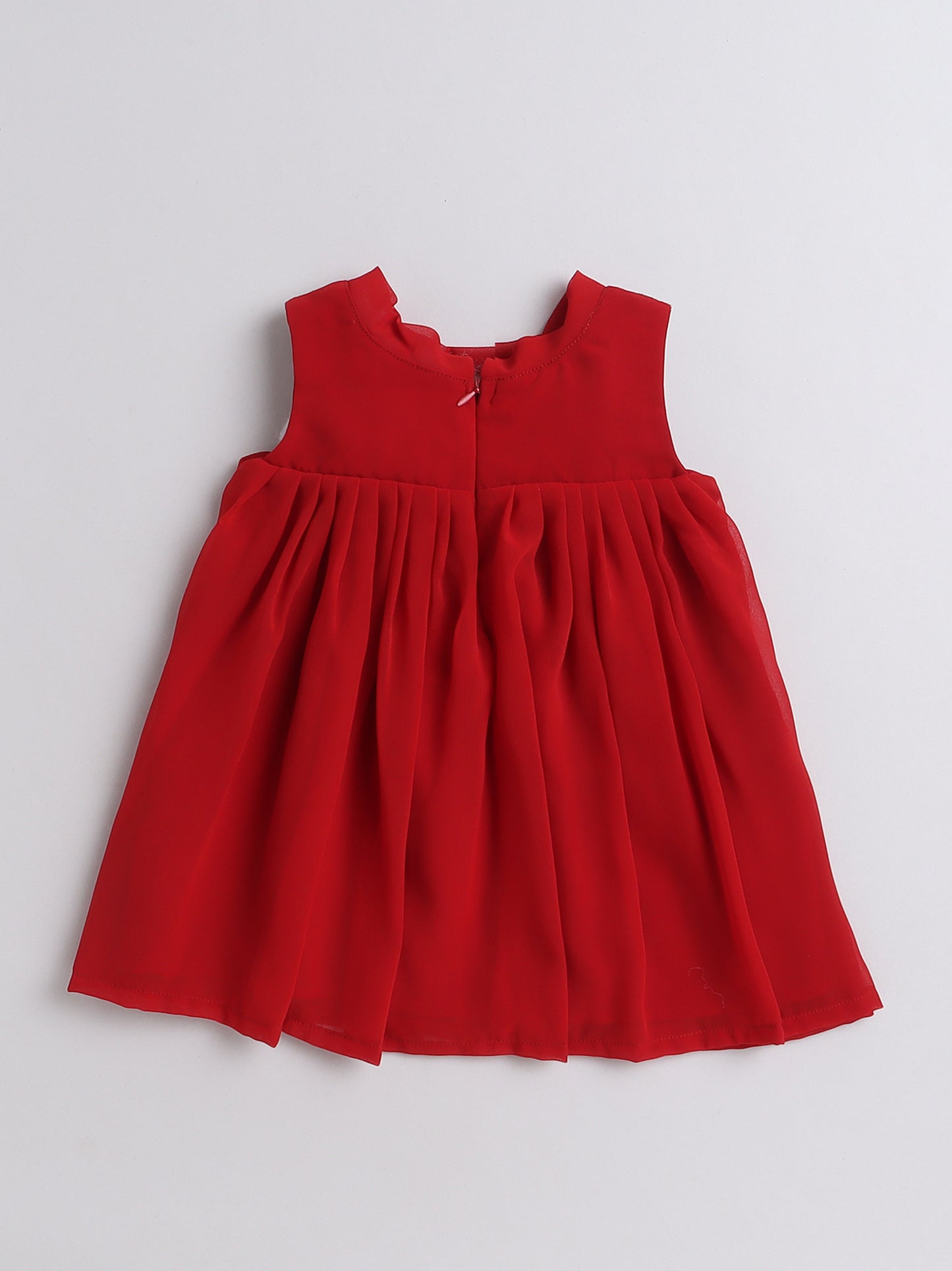 Many Frocks & embroidered knee length baby dress - Maroon