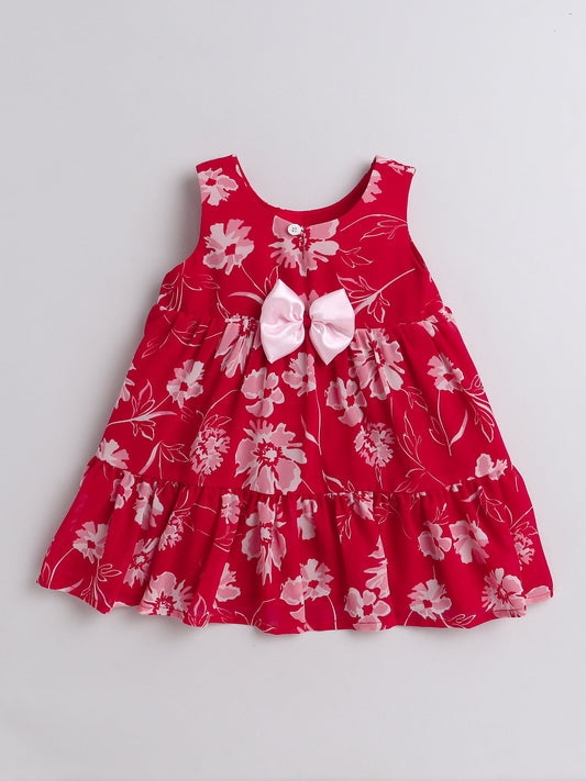 Many Frocks floral knee length baby dress - Red