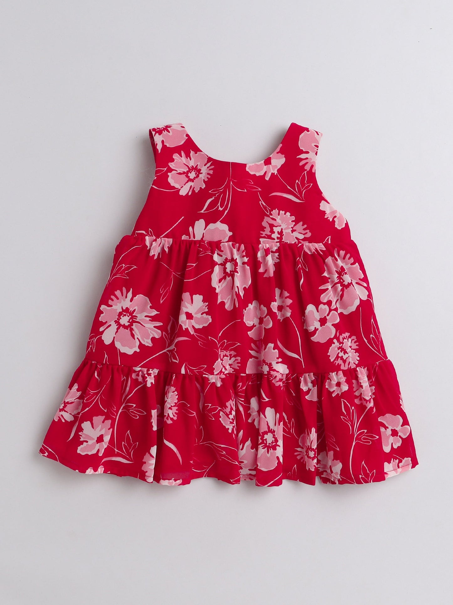 Many Frocks floral knee length baby dress - Red