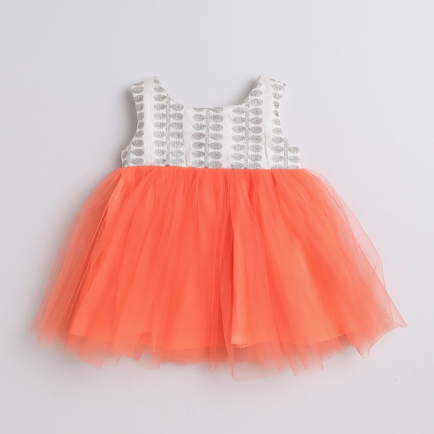 Many Frocks embroidered patterned bodice and knee length baby party dress - Orange