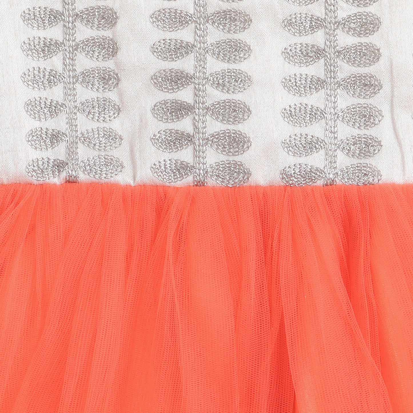 Many Frocks embroidered patterned bodice and knee length baby party dress - Orange