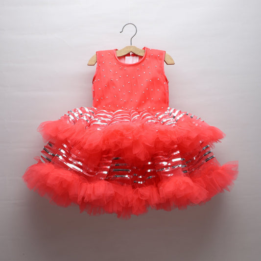 Many Frocks knee length pleated party dress - Pink